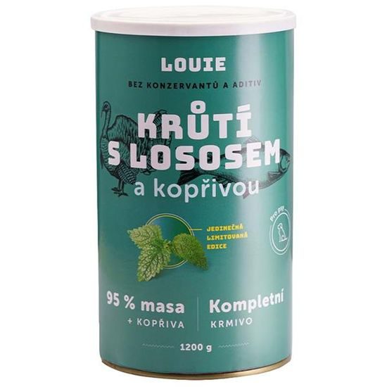 Louie konzerva pro psy krůtí s lososem a kopřivou 1200g