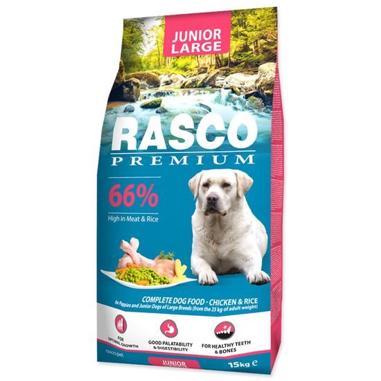 Rasco Premium Krmivo Junior Large kuře s rýží 15kg