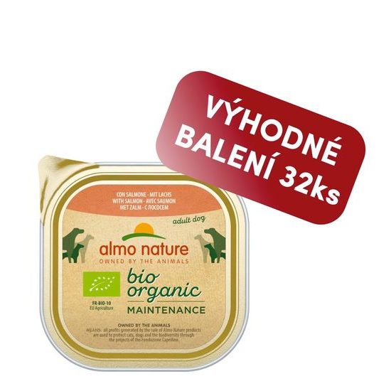 Almo Nature Bio Organic vanička pro psy s lososem 100g výhodné balení 32ks