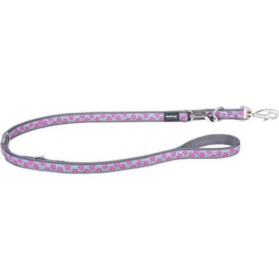 Red Dingo Vodítko přepínací 12 mm x 2 m Hot Pink Stars on Grey