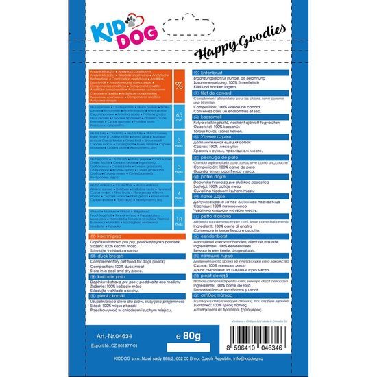 KidDog 100% kachní prsa 80 g