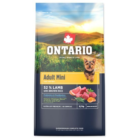 Ontario Krmivo Adult Mini Lamb & Brown Rice 6,5kg