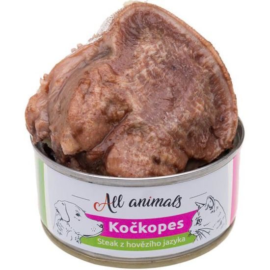 All Animals Kočkopes konzerva steak z hovězího jazyka 100g