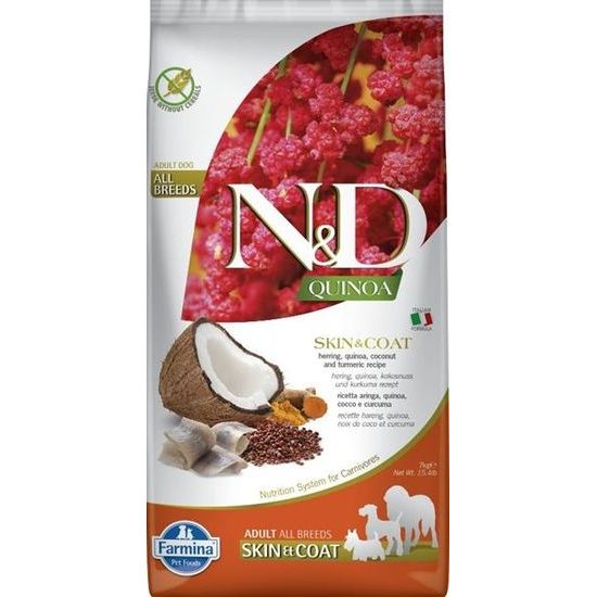 N&D QUINOA Dog GF Skin & Coat, Herring & Coconut Adult All Breeds 7 kg