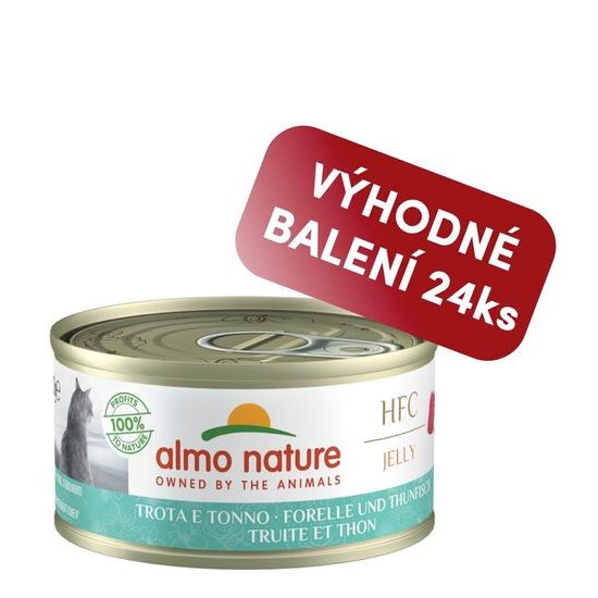 Almo Nature HFC Jelly Pstruh a tuňák 70g výhodné balení 24ks