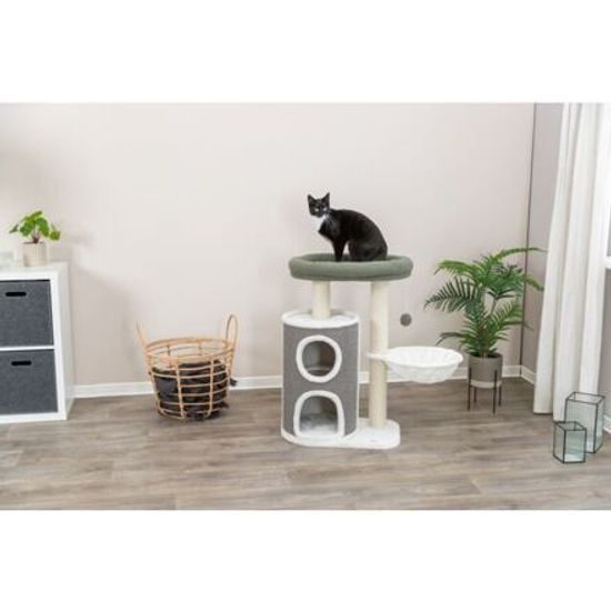 Trixie Škrabadlo DANTE 86cm válcová kukaň 2 lůžka míček bílá/khaki/šedá