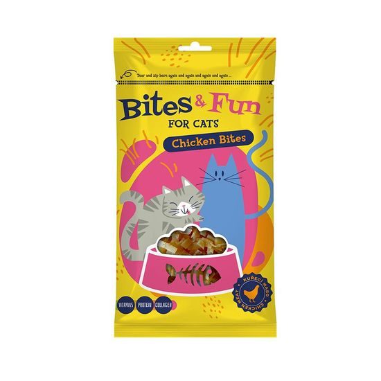 Akinu BITES & FUN Kuřecí kousky pamlsek pro kočky 60 g