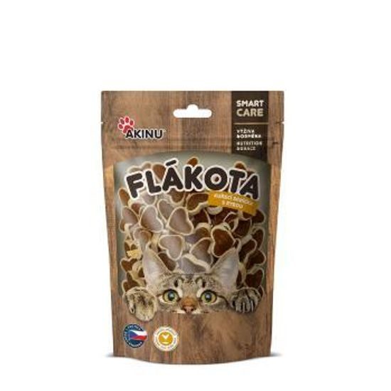 Akinu Flákota Kuřecí & rybí srdíčka pamlsek pro kočky 70 g