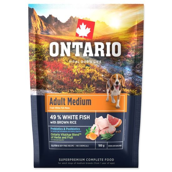 Ontario Vzorek Adult Medium Fish & Brown Rice 0,1kg