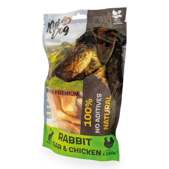 KidDog SUPER PREMIUM 100% kuřecí prsa na králičím uchu 150 g