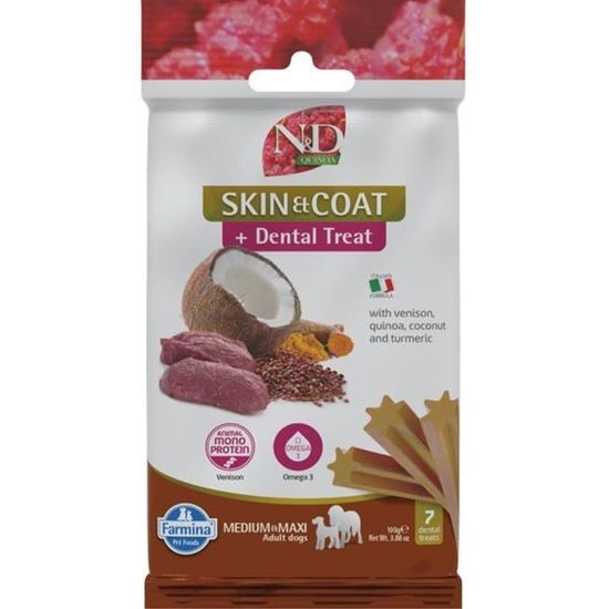 N&D QUINOA Dog Dental Snack Skin & Coat Venison Medium & Maxi 100 g