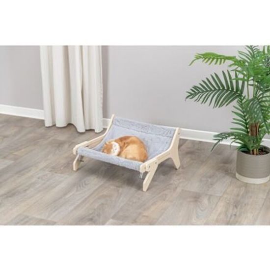 Trixie Hammock lehátko pro kočky do 12 kg 47x24x38cm dřevo/plyš šedá
