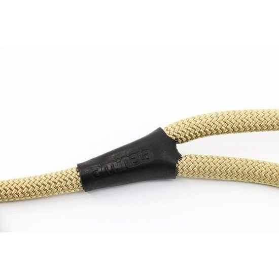 Aminela Vodítko lano s kůží černé kování béžová