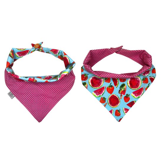 FUNKY DOG Oboustranný růžový šátek pro psa s motivem melounů