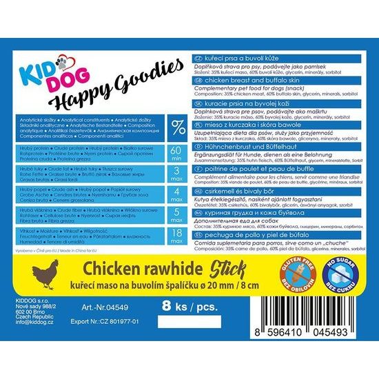 KidDog kuřecí masíčko na buvolím špalíčku 20 mm/8 cm 250 g