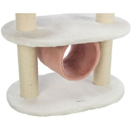 Trixie Škrabadlo ISABELLA 70cm oválná základna 2 patra tunel lůžko bílá/antická růžová