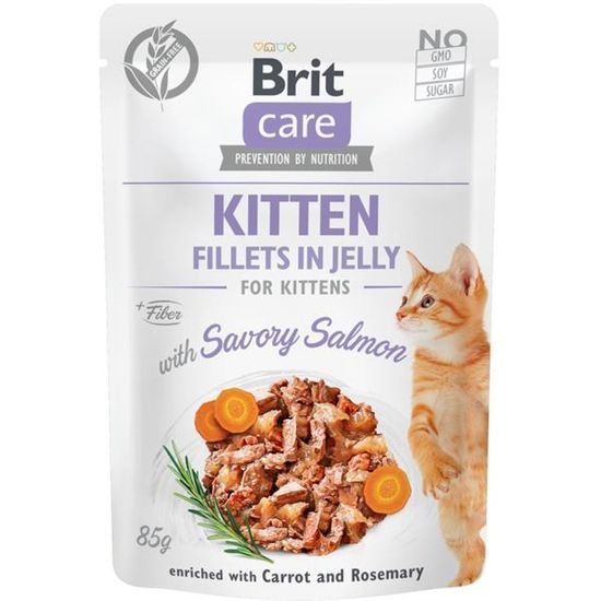 Brit Care Cat kapsička Kitten Fillets in Jelly with Savory Salmon 85 g