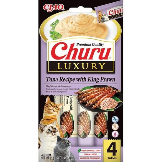 Inaba Churu Cat Luxury tuňák s královskými krevetami 4x14g