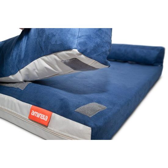 Aminela pelíšek s okrajem 80x60cm Half and Half modrá/světle šedá