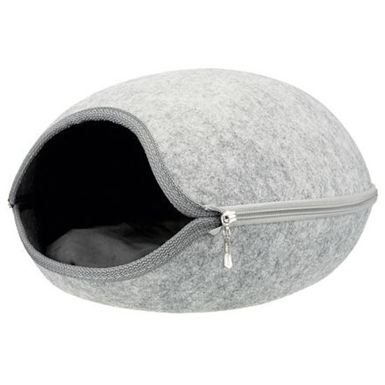 Trixie Plstěná jeskyně LUNA se zipem 40x24x46cm světle šedá