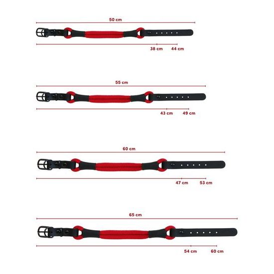 Aminela Obojek lano s kůží černé kování červená