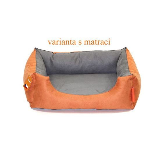 Aminela pelíšek s polštářem S oranžová/šedá 60x50cm