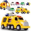 Nákladní auto se 3 autíčky, helikoptérou, světly a zvuky Transport Car žluté