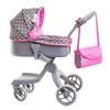 Doris moderní hluboký kočárek pro panenky 9631 šedo-růžový