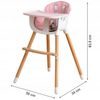 Ecotoys dřevěná jídelní židlička 2v1 růžová