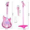 Dětská elektronická kytara se stativem a mikrofonem Guitar Micset - růžová