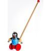 Dřevěné Strkadlo Krtek na kolečkách tlačící s tyčkou