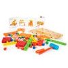 Ecotoys sada dřevěných konstrukčních kostek 58 ks Autíčko