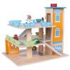 Ecotoys dřevěná patrová garáž s výtahem a autíčky