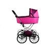 Kočárek pro panenky Alice Retro růžovo-černý vzor