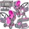 Doris kočárek pro panenky 5v1 šedý