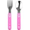 Dětská nerezová lžíce a vidlička Akuku růžová