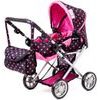 Doris kočárek pro panenky kombinovaný - 9346 černý s puntíkama