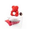 Medvídek z růží červený s bílým srdcem Rose Bear 40 cm