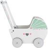 ROZBALENO Ecotoys dětské dřevěné chodítko kočárek se srdíčky bílý