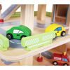 Ecotoys dřevěná patrová garáž s výtahem a autíčky