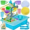 Dětský dřez s tekoucí vodou a nádobím Wash Up modrý