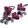 Doris velký sportovní kočárek pro panenky 3v1 - 9662 růžovo-černý vzor