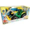 Traktor se lžící a bagrem, zeleno-žlutý