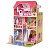 Doris dřevěný 2 patrový domeček pro panenky s barevným LED osvětlením