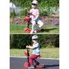 Dětská koloběžka Bedrunka čevená se sedátkem a svítícími koly