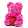 Medvídek z růží růžový s červeným srdcem Rose Bear 40 cm