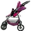 Alice velký sportovní kočárek pro panenky 3v1 - 9662 černo - růžový vzor