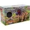 Dinosaurus Triceratops na baterie - hnědý