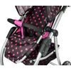Kočárek pro panenky 2v1 s taškou - černý s růžovými puntíky