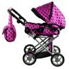 Alice kočárek pro panenky 9346 kombinovaný růžový s puntíkama
